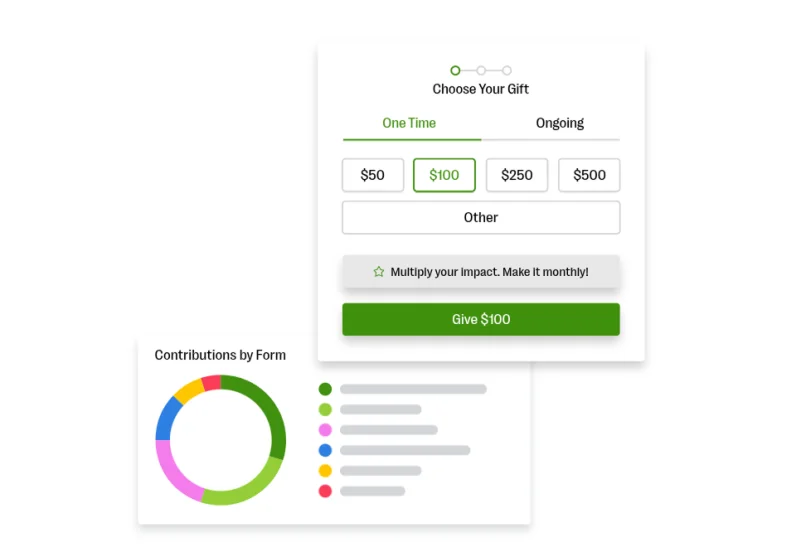 An illustrated example of a Bloomerang donation form.